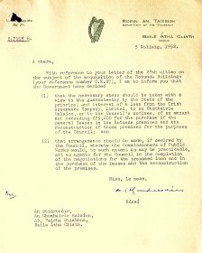 Letter from the Department of the Taoiseach to the Arts Council